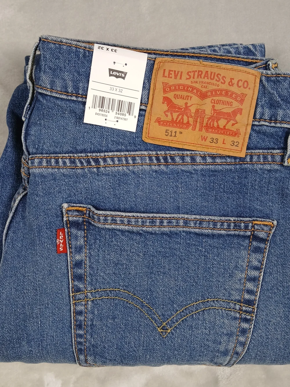 Levi's 511 Slim Fit Jeans 33x32 Men's Stretch Medium Wash NWT New